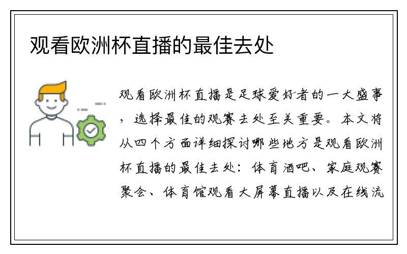 观看欧洲杯直播的最佳去处